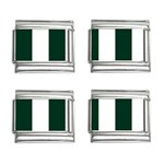 Vertical Stripes - White and Deep Green 9mm Italian Charm (4 pack)
