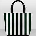 Vertical Stripes - White and Deep Green Bucket Bag