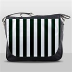Vertical Stripes - White and Deep Green Messenger Bag