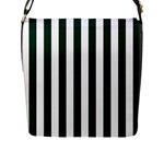 Vertical Stripes - White and Deep Green Flap Closure Messenger Bag (L)