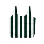 Vertical Stripes - White and Deep Green Full Print Recycle Bag (S)