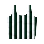 Vertical Stripes - White and Deep Green Full Print Recycle Bag (M)