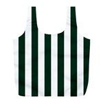 Vertical Stripes - White and Deep Green Full Print Recycle Bag (L)