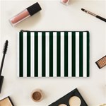 Vertical Stripes - White and Deep Green Cosmetic Bag (M)