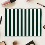 Vertical Stripes - White and Deep Green Cosmetic Bag (XL)
