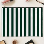 Vertical Stripes - White and Deep Green Cosmetic Bag (XXXL)