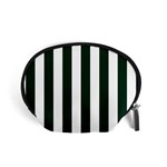 Vertical Stripes - White and Deep Green Accessory Pouch (Small)