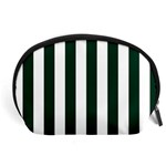 Vertical Stripes - White and Deep Green Accessory Pouch (Large)