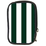 Vertical Stripes - White and Deep Green Compact Camera Leather Case