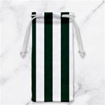 Vertical Stripes - White and Deep Green Jewelry Bag