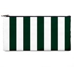 Vertical Stripes - White and Deep Green Pencil Case