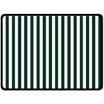 Vertical Stripes - White and Deep Green Fleece Blanket (Large) (One Side)