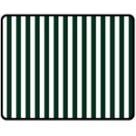 Vertical Stripes - White and Deep Green Double Sided Fleece Blanket (Medium) (Two Sides)
