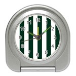 Vertical Stripes - White and Deep Green Desk Alarm Clock