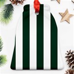 Vertical Stripes - White and Deep Green Ornament (Bell)