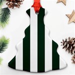 Vertical Stripes - White and Deep Green Ornament (Christmas Tree)