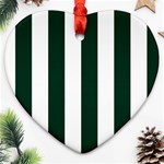 Vertical Stripes - White and Deep Green Ornament (Heart)