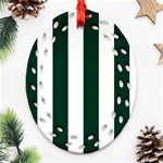 Vertical Stripes - White and Deep Green Ornament (Bell) Ornament (Oval Filigree)