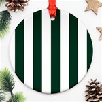 Vertical Stripes - White and Deep Green Round Ornament (Two Sides)