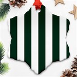 Vertical Stripes - White and Deep Green Ornament (Snowflake)