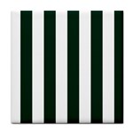 Vertical Stripes - White and Deep Green Tile Coaster