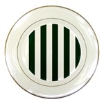 Vertical Stripes - White and Deep Green Porcelain Plate