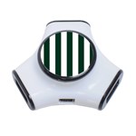 Vertical Stripes - White and Deep Green Portable USB Hub (One Side)