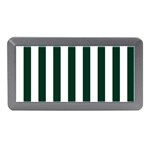 Vertical Stripes - White and Deep Green Memory Card Reader (Mini)