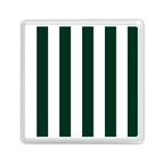 Vertical Stripes - White and Deep Green Memory Card Reader with Storage (Square)