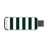 Vertical Stripes - White and Deep Green Portable USB Flash (One Side)