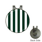Vertical Stripes - White and Deep Green Golf Ball Marker Hat Clip