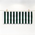 Vertical Stripes - White and Deep Green Hand Towel