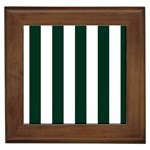 Vertical Stripes - White and Deep Green Framed Tile