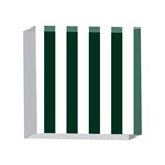 Vertical Stripes - White and Deep Green 4 x 4  Acrylic Photo Block
