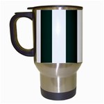 Vertical Stripes - White and Deep Green Travel Mug (White)