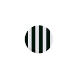 Vertical Stripes - White and Deep Green 1  Mini Button