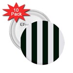 Vertical Stripes - White and Deep Green 2.25  Button (10 pack)