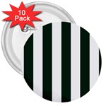 Vertical Stripes - White and Deep Green 3  Button (10 pack)