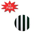 Vertical Stripes - White and Deep Green 1  Mini Magnet (10 pack)