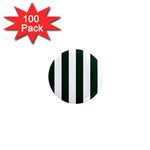 Vertical Stripes - White and Deep Green 1  Mini Magnet (100 pack)