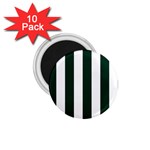 Vertical Stripes - White and Deep Green 1.75  Magnet (10 pack)
