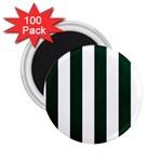 Vertical Stripes - White and Deep Green 2.25  Magnet (100 pack)