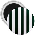 Vertical Stripes - White and Deep Green 3  Magnet