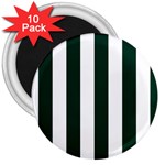 Vertical Stripes - White and Deep Green 3  Magnet (10 pack)