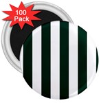 Vertical Stripes - White and Deep Green 3  Magnet (100 pack)