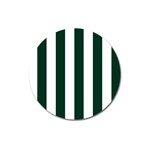 Vertical Stripes - White and Deep Green Magnet 3  (Round)