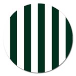 Vertical Stripes - White and Deep Green Magnet 5  (Round)