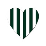 Vertical Stripes - White and Deep Green Magnet (Heart)