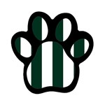 Vertical Stripes - White and Deep Green Magnet (Paw Print)
