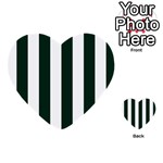 Vertical Stripes - White and Deep Green Multi-purpose Cards (Heart)